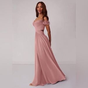 Azazie Pink Off-Shoulder Wedding Dress